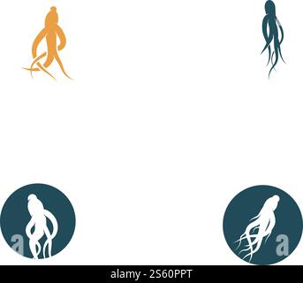 Set Ginseng Wave Logo Template vector symbol nature Stock Vector
