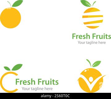 Fresh Orange fruits logo ilustration vector template Stock Vector