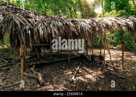 A sacred Hut used as a prayer place in Kaya Kinodo Sacred Forest in Diani Beach, Kwale County in Kenya Stock Photo