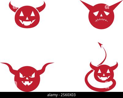 set of Devil logo ilustration vector template Stock Vector