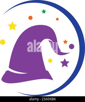 Wizard cap carachter logo vector template Stock Vector