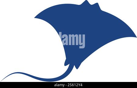 Stingray logo ilustration vector flat design template Stock Vector