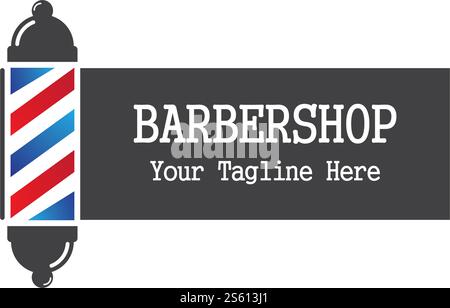 Barber pole logo ilustration vector template Stock Vector