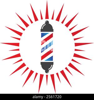Barber pole logo ilustration vector template Stock Vector