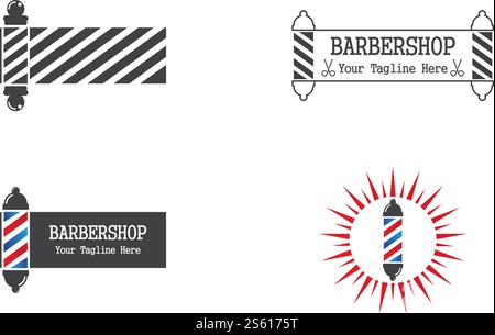 Barber pole set  logo ilustration vector template Stock Vector