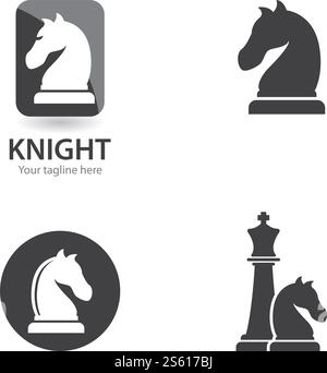 Chess knight logo icon ilustration vector template Stock Vector