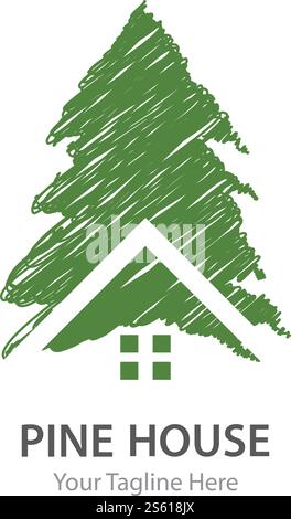 Pine tree logo ilustration vector design Stock Vector