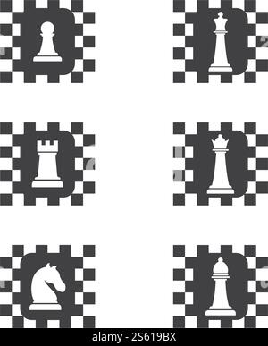 Chess icon set ilustration vector template Stock Vector