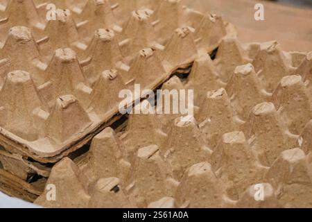 eco-friendly egg pulp board. egg storage and transportation mold Stock Photo