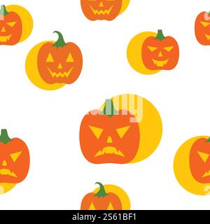 Pumpkin Seamless happy helloween character vector Stock Vector