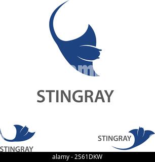 Stingray logo ilustration vector flat design template Stock Vector