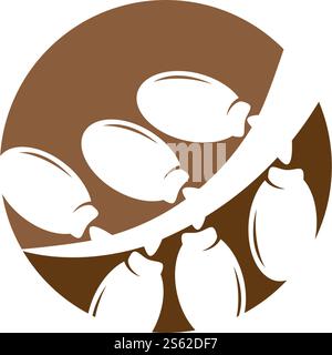 Date fruits logo illustration vector flat design Stock Vector