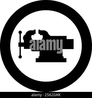Vice Jaw vise Repair clamp tool icon in circle round black color vector illustration flat style simple image. Vice Jaw vise Repair clamp tool icon in circle round black color vector illustration flat style image Stock Vector