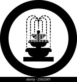 Fountain Tier of Water icon in circle round black color vector illustration flat style simple image. Fountain Tier of Water icon in circle round black color vector illustration flat style image Stock Vector