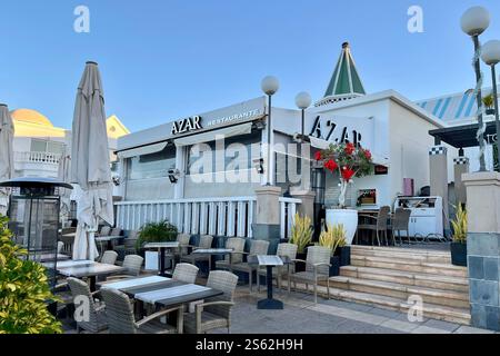 Azar Restaurant on the Costa Adeje Seafront by Playa de Fanabe. Tenerife, Canary Islands, Spain. 12th January 2025. Stock Photo