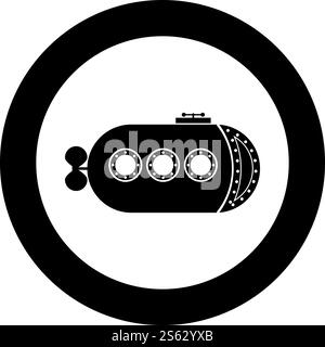 Submarine icon in flat style. Bathyscaphe vector illustration on ...