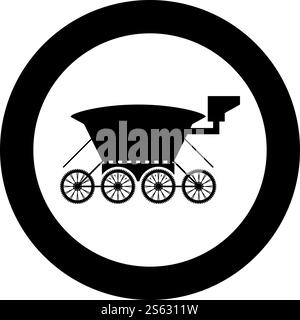 Moon rover Mars explorer Space machine Planets vehicle icon in circle round black color vector illustration flat style simple image. Moon rover Mars explorer Space machine Planets vehicle icon in circle round black color vector illustration flat style image Stock Vector
