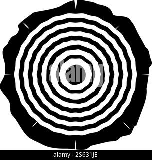 Cut tree Wood rings trunk Timber wooden texture icon black color vector illustration flat style simple image. Cut tree Wood rings trunk Timber wooden texture icon black color vector illustration flat style image Stock Vector