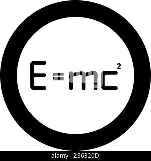 E=mc squared Energy formula physical law E=mc sign e equal mc 2 Education concept Theory of relativity icon in circle round black color vector illustration flat style simple image. E=mc squared Energy formula physical law sign e equal mc 2 Education concept Theory of relativity icon in circle round black color vector illustration flat style image Stock Vector