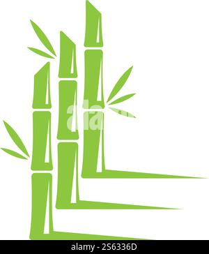 Bamboo tree logo ilustration vector template Stock Vector