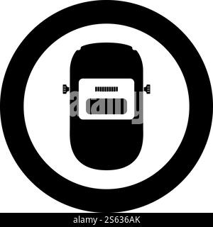 Welding mask Welder face shield Individual protection icon in circle round black color vector illustration flat style simple image. Welding mask Welder face shield Individual protection icon in circle round black color vector illustration flat style image Stock Vector
