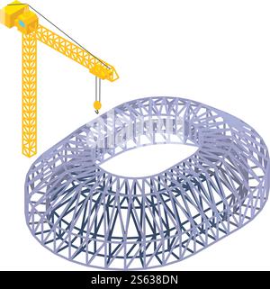 Sport arena construction icon. Isometric of sport arena construction vector icon for web design isolated on white background. Sport arena construction icon, isometric style Stock Vector