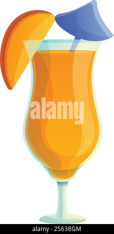 Summer cocktail icon. Cartoon of summer cocktail vector icon for web design isolated on white background. Summer cocktail icon, cartoon style Stock Vector