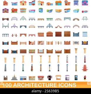 100 architecture icons set, cartoon style Stock Vector Image & Art - Alamy