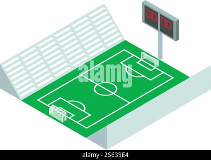 Soccer stadium icon. Isometric of soccer stadium vector icon for web design isolated on white background. Soccer stadium icon, isometric style Stock Vector