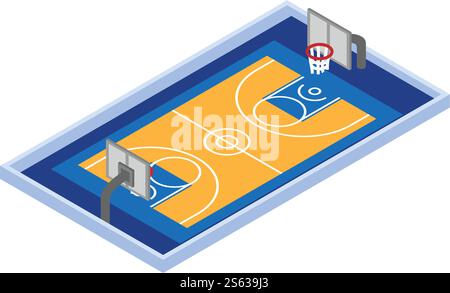 Basketball field icon. Isometric of basketball field vector icon for web design isolated on white background. Basketball field icon, isometric style Stock Vector