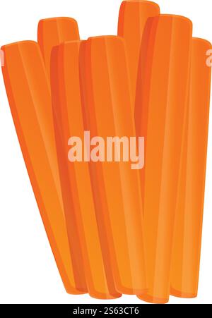 Carrot sliced sticks icon. Cartoon of carrot sliced sticks vector icon for web design isolated on white background. Carrot sliced sticks icon, cartoon style Stock Vector