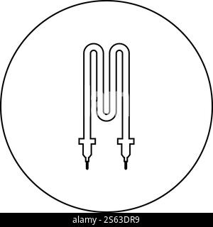 Thermal electric heating element icon in circle round outline black color vector illustration flat style simple image. Thermal electric heating element icon in circle round outline black color vector illustration flat style image Stock Vector