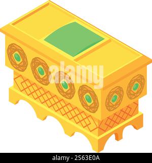 Gold chest icon. Isometric of gold chest vector icon for web design isolated on white background. Gold chest icon, isometric style Stock Vector