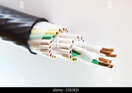 Electrical control cable for movable structures Stock Photo