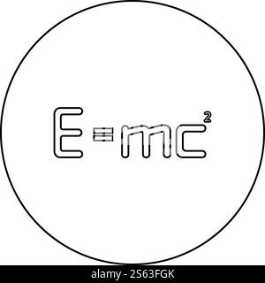 E=mc squared Energy formula physical law E=mc sign e equal mc 2 Education concept Theory of relativity icon in circle round outline black color vector illustration flat style simple image. E=mc squared Energy formula physical law sign e equal mc 2 Education concept Theory of relativity icon in circle round outline black color vector illustration flat style image Stock Vector