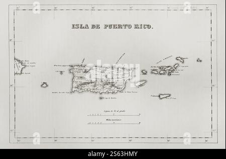 Puerto Rico Colonial Map Map of Puerto Rico Stock Photo - Alamy