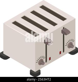 Professional toaster icon. Isometric of professional toaster vector icon for web design isolated on white background. Professional toaster icon, isometric style Stock Vector