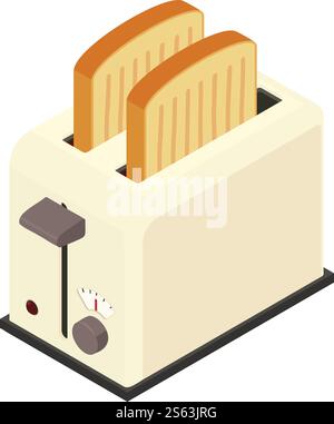 Home toaster icon. Isometric of home toaster vector icon for web design isolated on white background. Home toaster icon, isometric style Stock Vector
