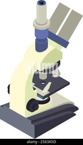 Microscope icon. Isometric of microscope vector icon for web design isolated on white background. Microscope icon, isometric style Stock Vector