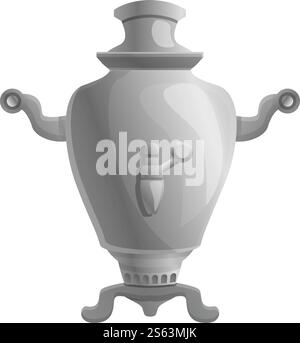 Aluminum samovar icon. Cartoon of aluminum samovar vector icon for web design isolated on white background. Aluminum samovar icon, cartoon style Stock Vector