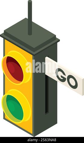 Small traffic lights icon. Isometric of small traffic lights vector icon for web design isolated on white background. Small traffic lights icon, isometric style Stock Vector