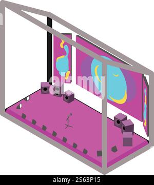 Concert scene icon. Isometric of concert scene vector icon for web design isolated on white background. Concert scene icon, isometric style Stock Vector
