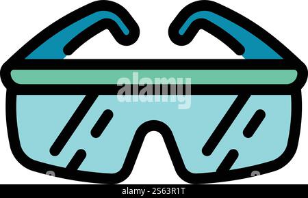 Work goggles icon. Outline work goggles vector icon for web design isolated on white background. Work goggles icon, outline style Stock Vector