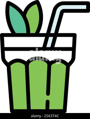 Mint fruit smoothie icon. Outline mint fruit smoothie vector icon for web design isolated on white background. Mint fruit smoothie icon, outline style Stock Vector