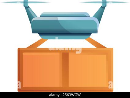Package drone delivery icon. Cartoon of package drone delivery vector icon for web design isolated on white background. Package drone delivery icon, cartoon style Stock Vector