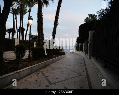 Silhouettes of Plamen in the sunset of Marbella Spain Stock Photo
