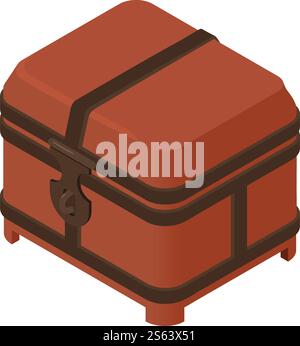 Closed dower chest icon. Isometric of closed dower chest vector icon for web design isolated on white background. Closed dower chest icon, isometric style Stock Vector