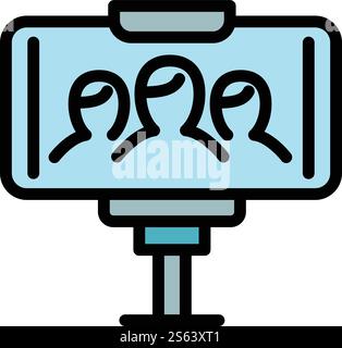 Selfie stick icon. Outline selfie stick vector icon for web design isolated on white background. Selfie stick icon, outline style Stock Vector