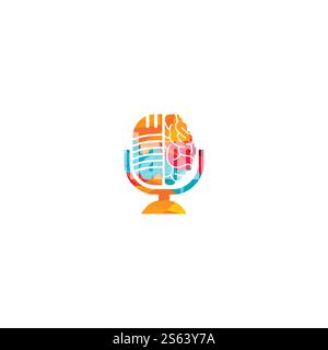 Brain podcast logo design. Broadcast entertainment business logo template vector illustration. Stock Vector