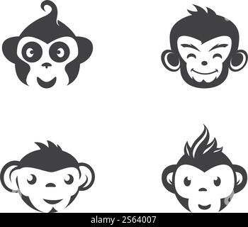 Monkey logo ilustration vector flat design Stock Vector